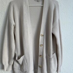 LOFT Cream Knit Cardigan with Buttons